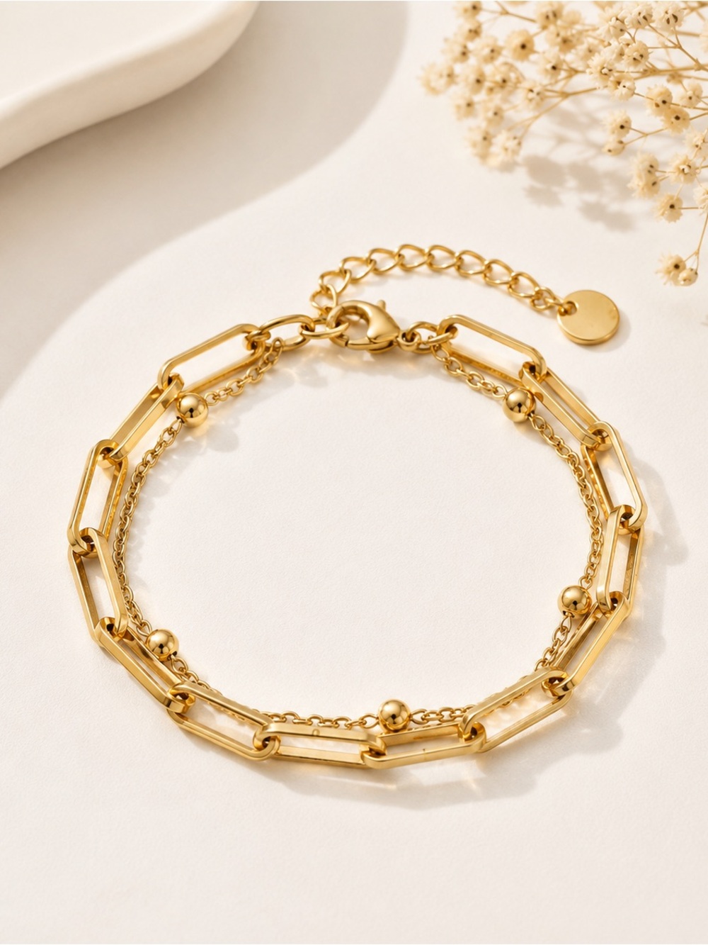 316 Stainless Steel Double Layer Bracelet – Gold Adjustable Bracelet for Women